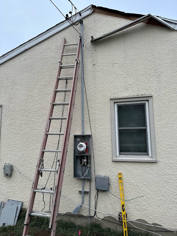 Exterior electrical service and meter installation